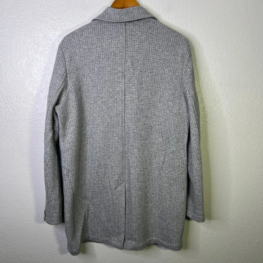 Bonobos Manifattura Emmetex Wool Blend Car Coat Mens Medium Grey Micro Pattern